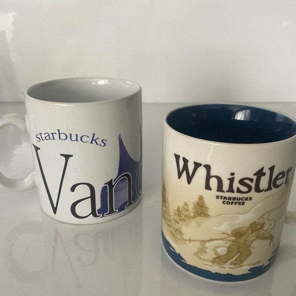 2 STARBUCKS MUGS VANCOUVER CITY COLLECTORS & STARBUCKS WHISTLER STARBUCKS